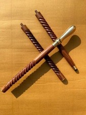 Simple Stylish Slim Head Handle-Walking Stick-Spiral Brown Wooden Hiking Cane