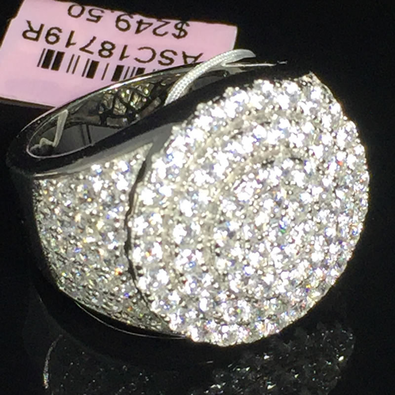 レボちゃん( *´艸｀) MEN'S NEW WHITE GOLD PLATED STERLING SILVER REAL CZS ROUND