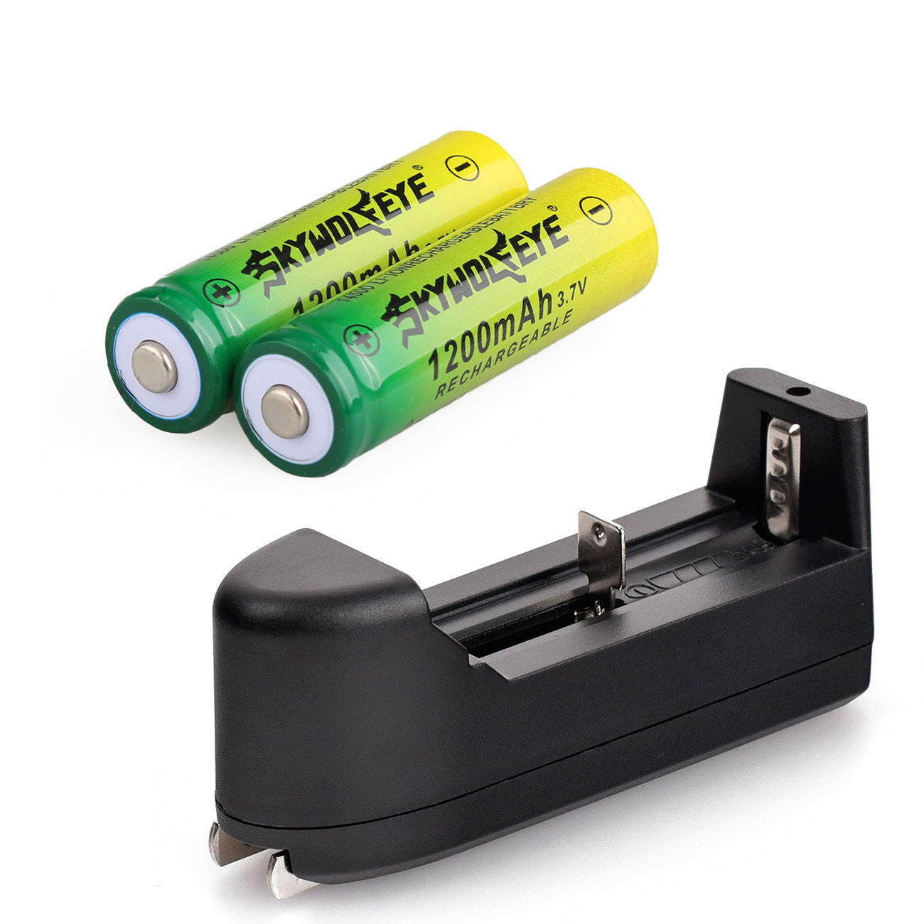 2pcs SkyWolfEye 14500 Battery Rechargeable 3.7V 1200mAh Cell + Smart Charger