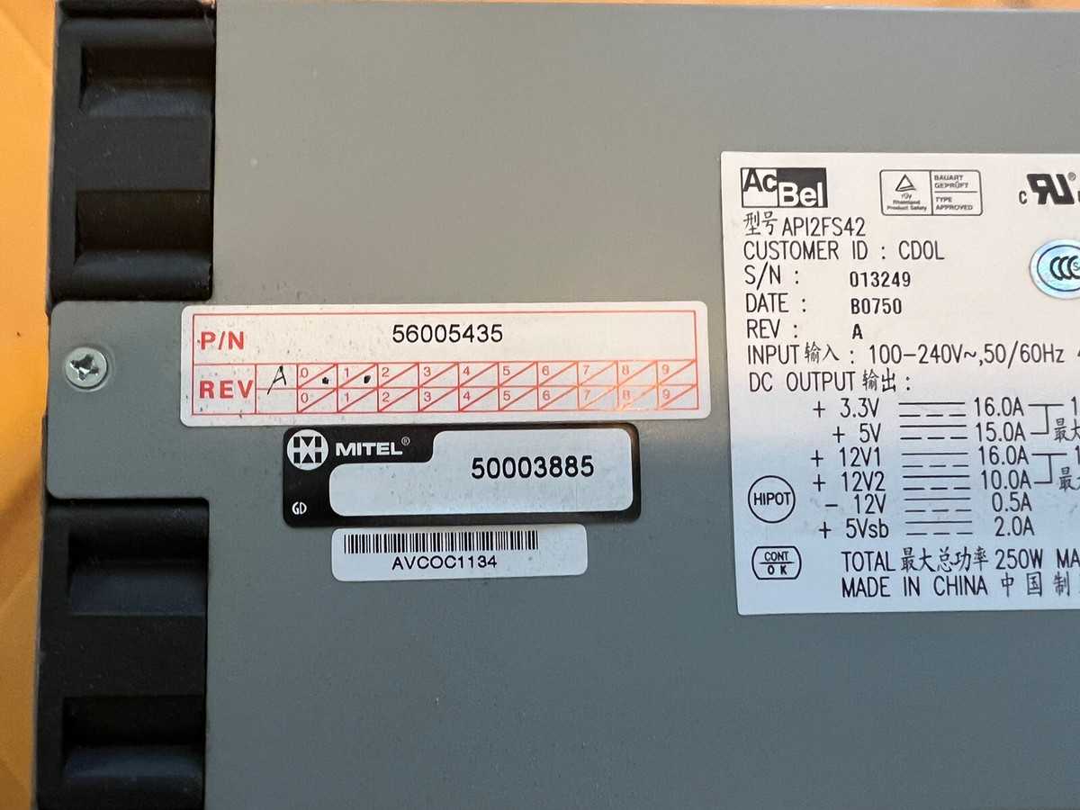 Mitel 50003885 / 56005435 SX-200 /3300 ICP Controller power Supply  