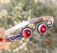 Offer Garnet Gemstone 925 Sterling Silver Plated Handmade 1 PC Boho Cuff Bangle