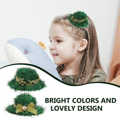 2PCS St. Patricks Day Hair Clips Green Top Hat Hair Clips Decorative Hair Clips - Bild 6 von 12