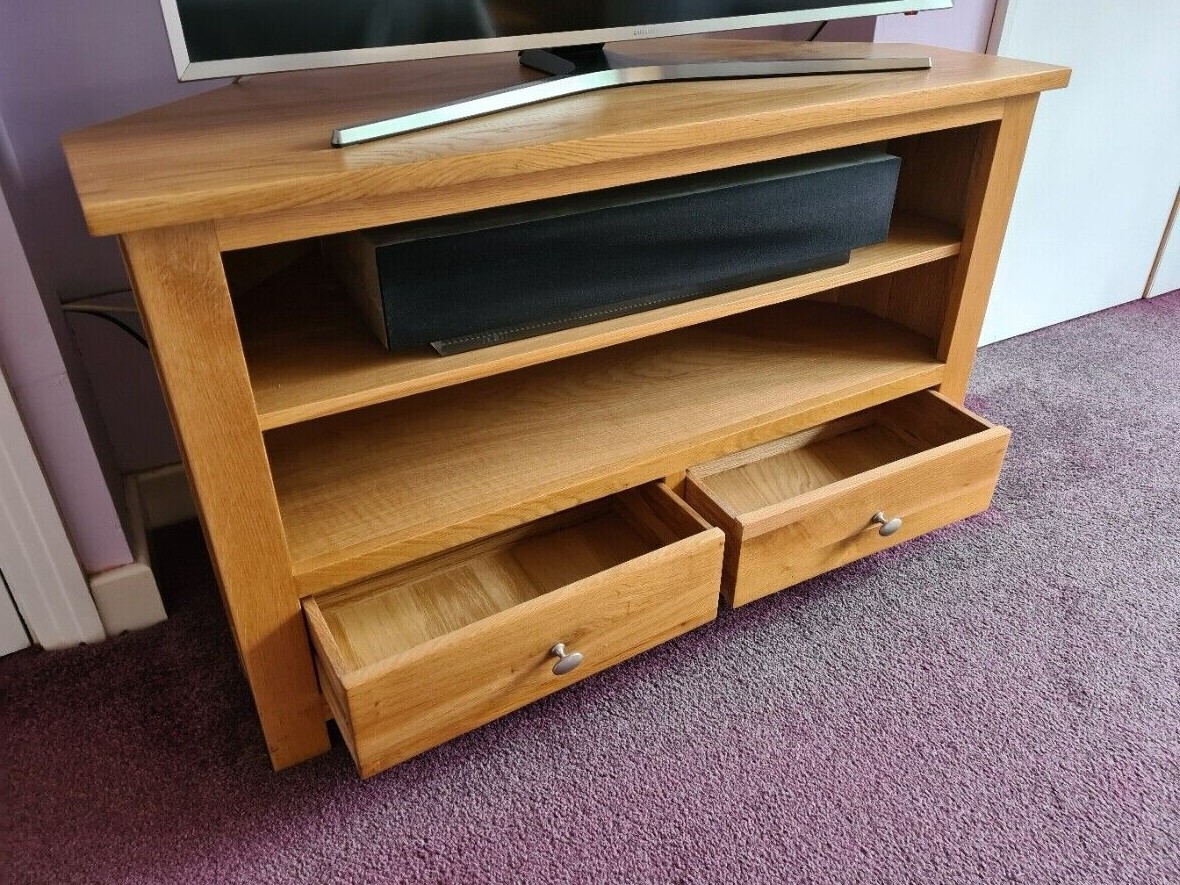 Hallowood Large Light Oak Corner TV Unit 5055661805490 eBay