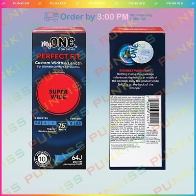My ONE Super Wide Condoms Male Protection Sex Latex Smooth Lubricated 10 Pack