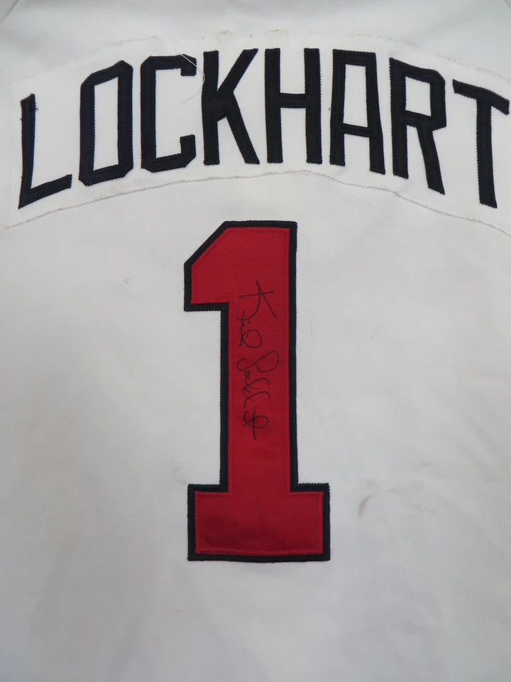 Camiseta deportiva usada del juego de los Atlanta Braves 1998 autografiada por Keith Lockhart Foto 2 de 3