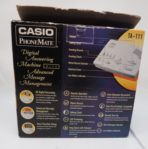 Casio PhoneMate TA-111 Cyfrowa sekretarka 1998 Fabrycznie nowa w otwartym pudełku - Zdjęcie 8 z 8