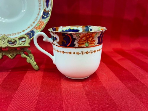 Plant Tuscan Demitasse Teacup and Saucer Fine Bone China England blue orange - Picture 2 of 6