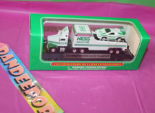 16 PC Hess 2001 Miniature Racer Car Transport Truck Holiday Toy Christmas In Box