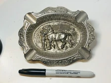 Vintage Early 1900's A.C. Williams Ravenna, Ohio Nickel Pated Cast Iron Ashtray