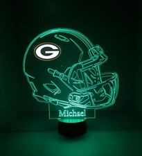 Green Bay Packers, Modern style helmet, 3D led light with base, personalized