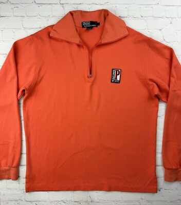 Polo Racing Ralph Lauren 1/4 Zip Orange Sweater 1992 Vintage Size