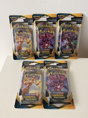 5 x Pokemon 2er Blister Booster Flammende Finsternis & Clash der Rebellen DE