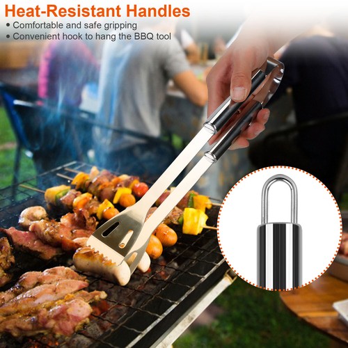 Stainless BBQ Grill Tool Picnic Grilling Utensil Accessories w/ Spatula Portable - Picture 5 of 11