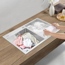 Double Laundry Sink Stainless Steel Laundry Sink W/ X-shaped Water Guiding Line