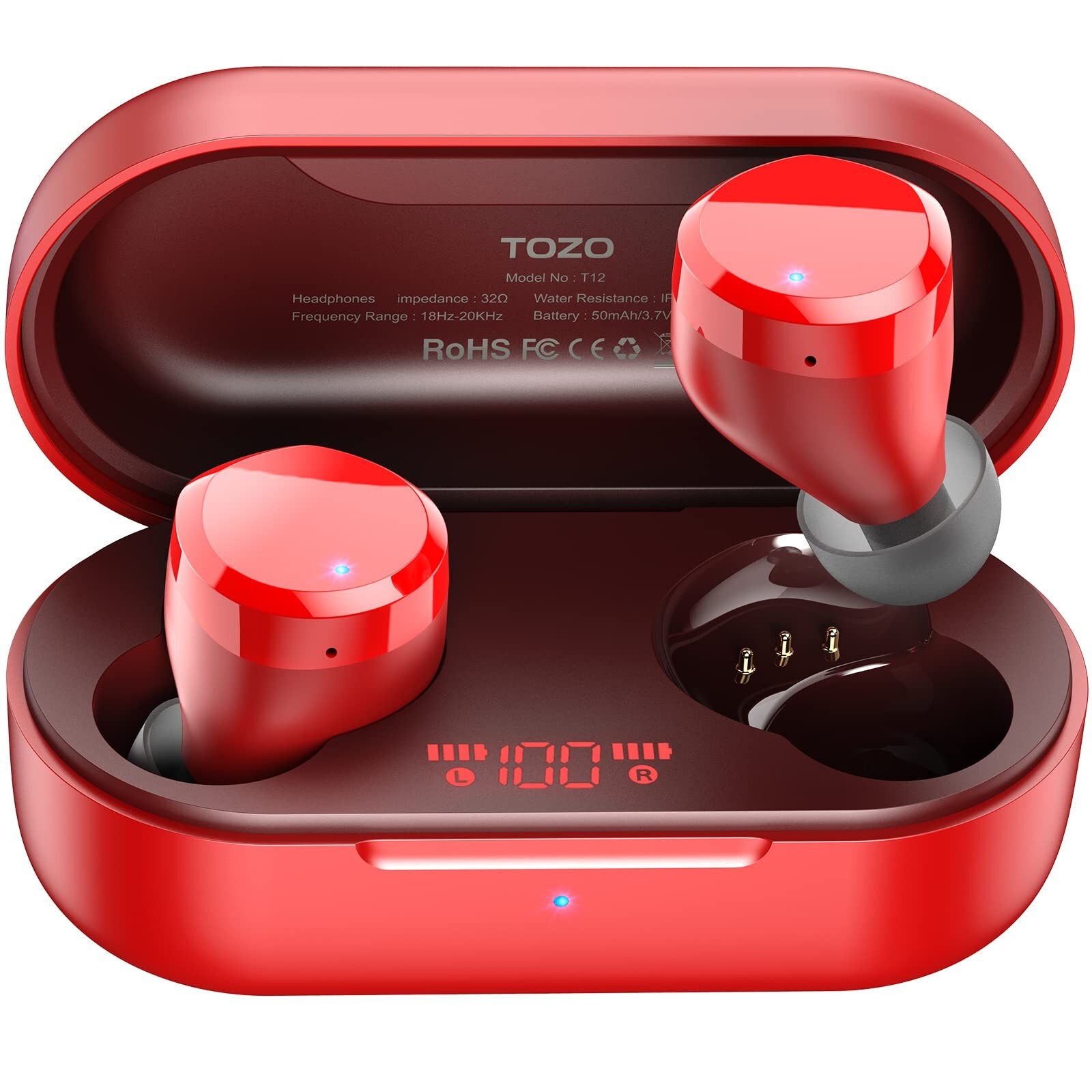 In Ear Stereo Headphones Ipx8 Waterproof Red