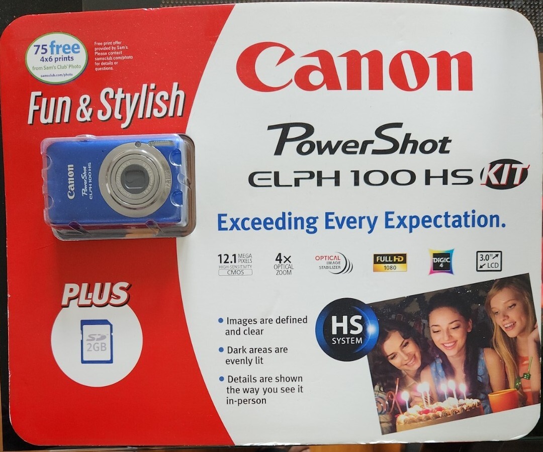 Canon PowerShot ELPH 100 HS 12.1MP Digital Camera - Blue - NEW