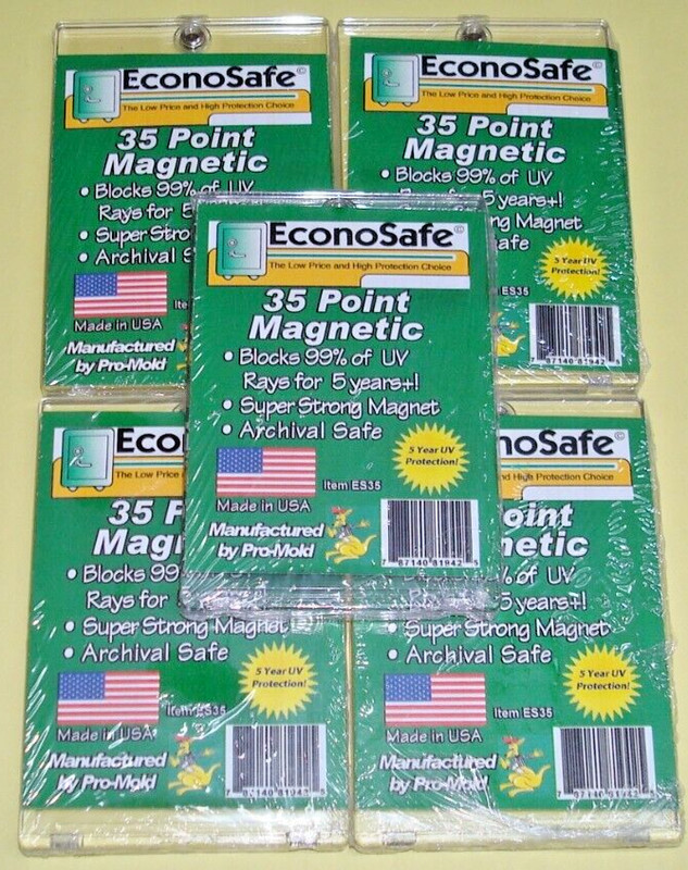 Lot of 5 EconoSafe Magnetic One Touch Card Holders 35pt Regular Size Cards w/ UV