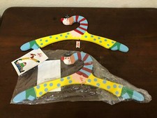 Sevi Italy Wooden Clown Clothes Hanger Kids 1992 Lot Of 2 New With Tags