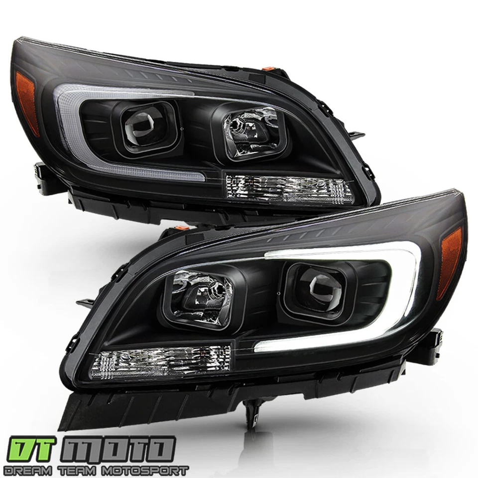 Juego de faros proyectores halógenos tubo LED negro Chevy Malibu 2013-2015 Foto 2 de 4