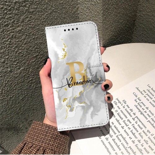 For iPhone 12 13 14 15 Pro Max 16e XR Case Custom Marble Wallet PU Leather Cover - Imagen 18 de 54