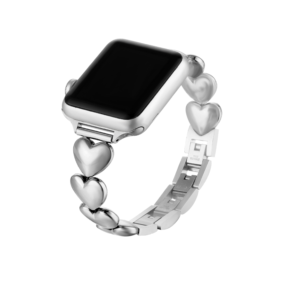 Metal Heart Watch Band for Apple iWatch Series SE  42/44/45/49mm