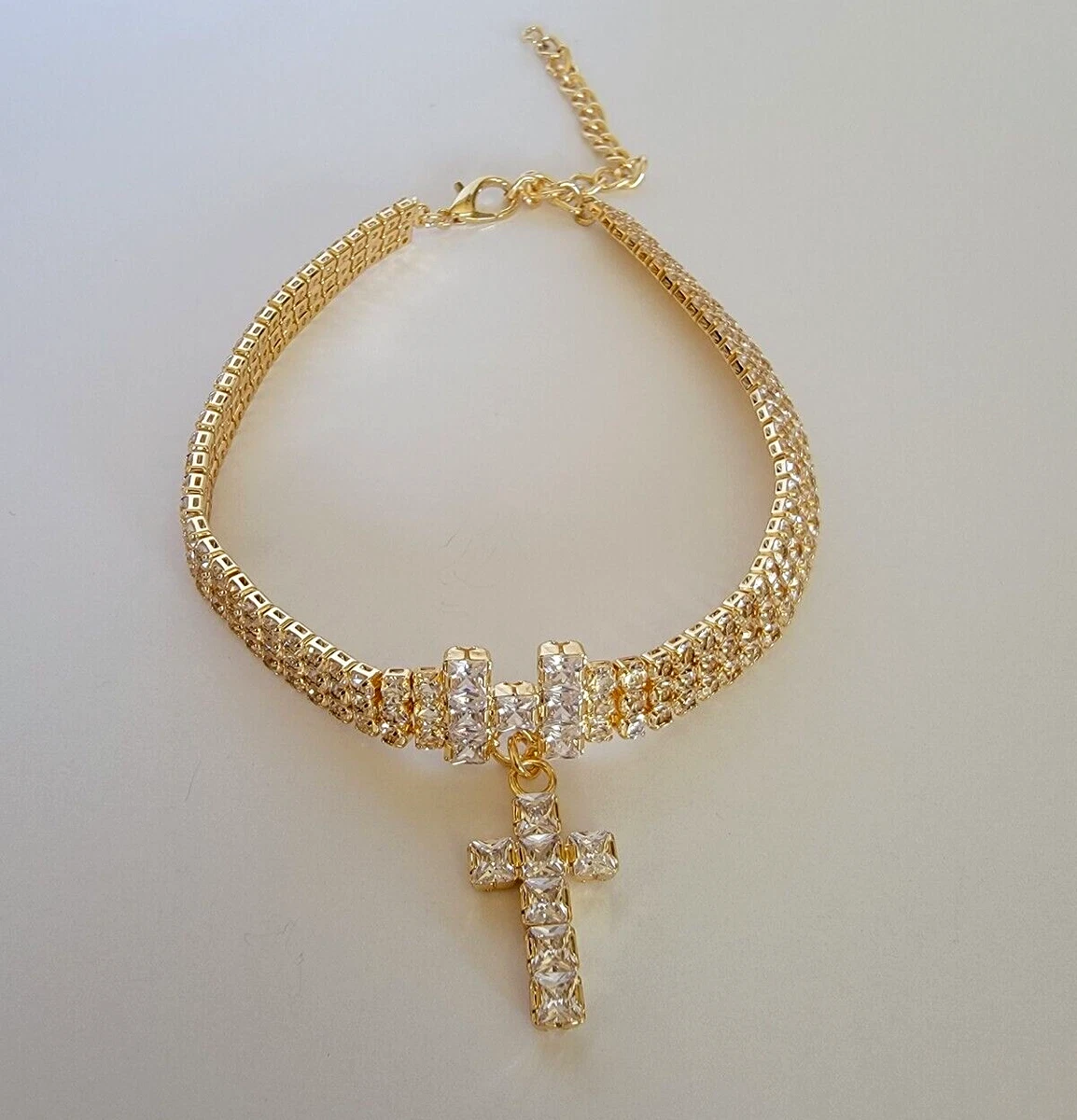 Dogs of Glamour Goldtone Rhinestone Cross Pendant Dog Collar Size Small New  | eBay