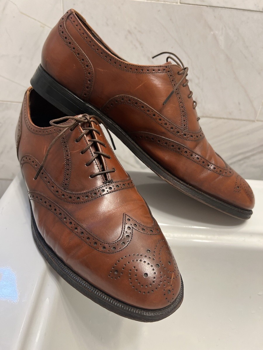 Florsheim Imperial 93355 Walnut Leather Vintage Balmoral Wingtips Size 10.5 EEE Florsheim Vintage Royal Imperial Wingtip Kenmoor V Cleat  main image 4