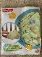 NEW Fisher-Price SwaddleCinch Blanket Size 0 4 Mos Green/Zoo Animals