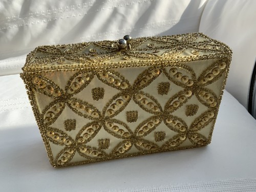 Vintage Richere by Walborg Gold Beaded Sequined Purse Evening Bag Japan - Picture 2 of 11