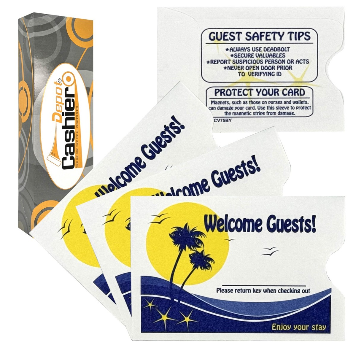 Hotel/Motel " Welcome Guests" Key Card Sleeves 2-3/8" x 3-1/2" Blue/Yellow  500CT | eBay