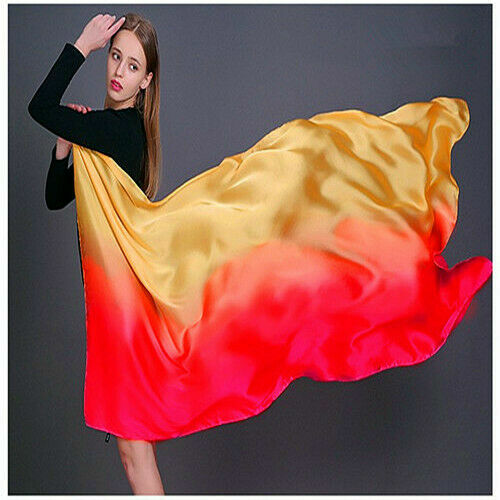 Color gradient women silk scarf shawl belly dance waving scarf veil 100*190cm - Picture 27 of 27