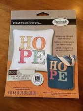 DIMENSIONS Handmade Embroidery Kit 8" x 8" - "HOPE"