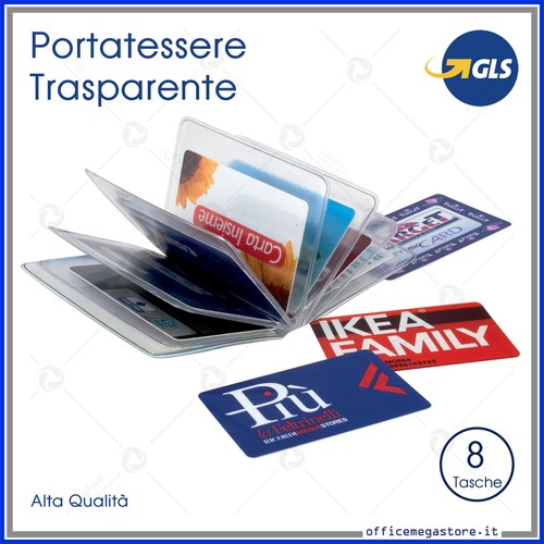 porta carte di credito card tessere plastica trasparente tascabile patente  lebez | eBay