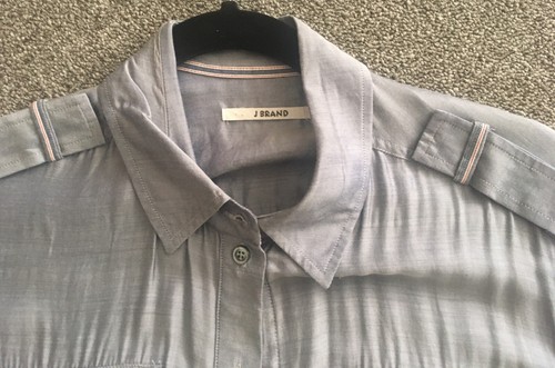 J Brand Women Gray Shirt Size 6 Silk Blend Long Sleeve Button Up - Picture 7 of 10