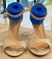 Nina Formal Stiletto Glitter Rhinestone Ankle Zip Strap Evening Wedding Shoe 7