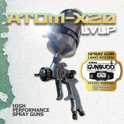 ATOM X20 LVLP Spray Gun Solvent/Waterborne With Free Ultra Led Lighting System!!