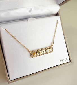 Authentic 14K Gold Plated Crystal FAITH Cross Bar Necklace made w/ Swarovski elements $60