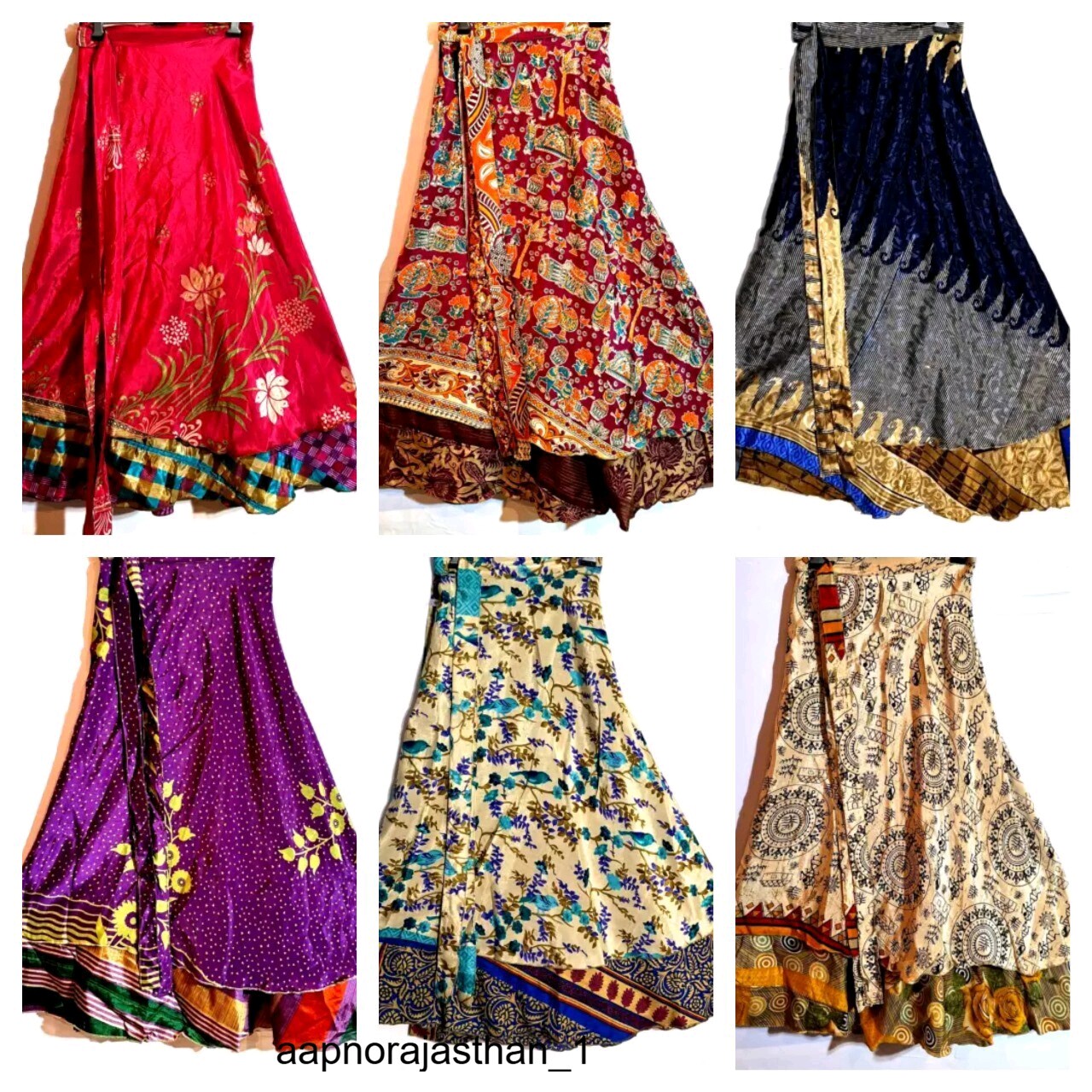 Reversible Double Layer Silk Wrap Skirt from Indian Saris One Size