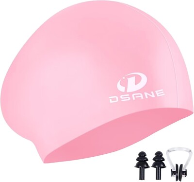 Gorro de baño de silicona impermeable para hombres y mujeres (Negro) NUEVO US