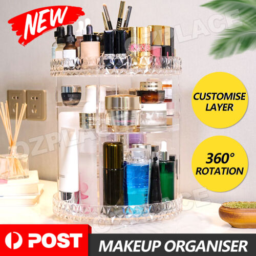 360° Rotating Makeup Organiser Storage Box Cosmetics Holder Display Stand Case