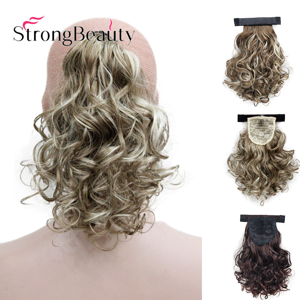 Women's Highlight Hair Ponytail Clip in Extension Wrap Short Curly Synthetic