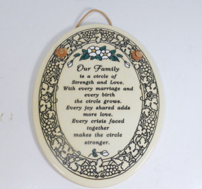 Trinity Pottery Our Family Ceramic Oval Wall Plaque Handcrafted in Wisconsin USA