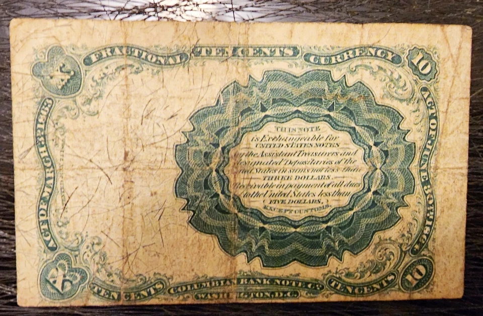 10 CENTS FRACTIONAL CURRENCY 1874 YEAR GOOD CONDITION !!! - Image 2 of 2