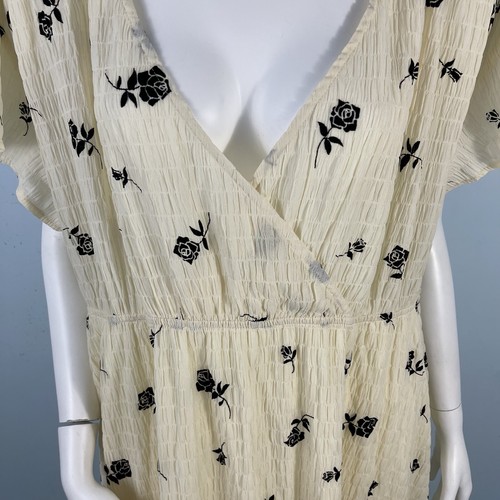 See N Be Seen Plus Size 3X Faux Wrap Maxi Dress Ivory Black Velvet Rose Print - Picture 4 of 14