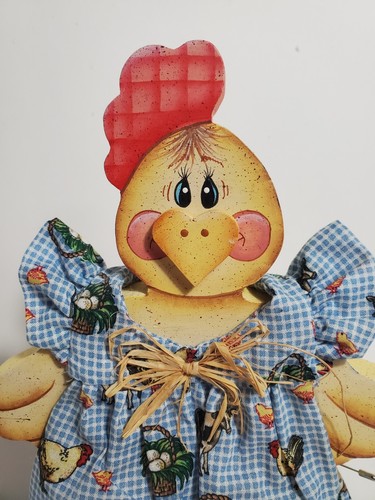 Vintage Hand Painted Hand Crafted Wooden Chicken in a Farmyard Print Romper - Picture 2 of 7