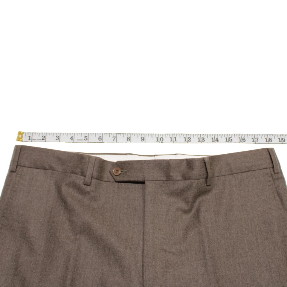 Pantalones de vestir Luciano Barbera nuevos sin etiquetas 100 % lana frente plano talla 52 (36 EE. UU.) en marrón Foto 3 de 4