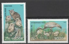 Moldova 1998 Birds, Owls, Crane 2 MNH stamps