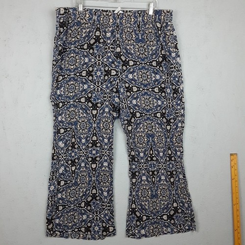 NY Collections Pants Womens 3X Boho Aztec Floral Print Plus Size Lined Casual
