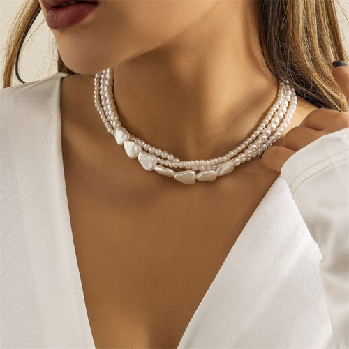 Fashion Women's White Faux Pearl Beads Chain Collar Choker Bib Necklace Jewelry - Picture 2 of 4