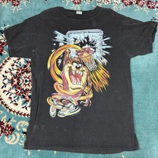 Vintage 96 Looney Tunes Taz Basketball Hoop Sports T Shirt Black Large